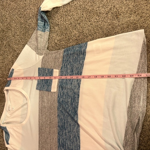 Market & Spruce Striped Tie Front Long Sleeve Top Womens XL Blue Gray White - Picture 9 of 9